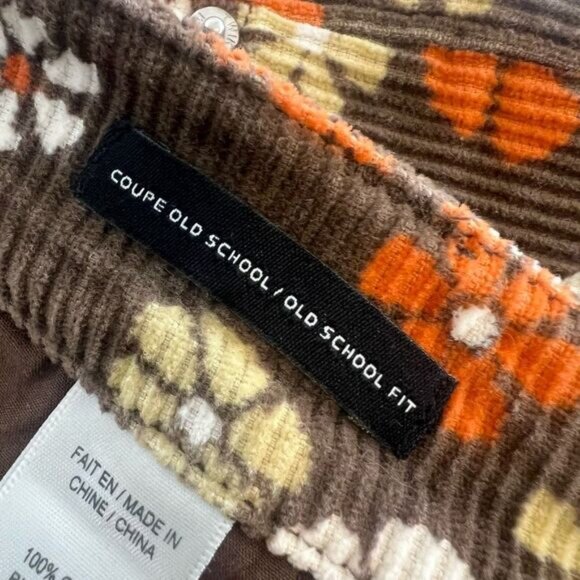 Twik Floral Corduroy Cropped Pants - Brown, Orange, White - Picture 3 of 15